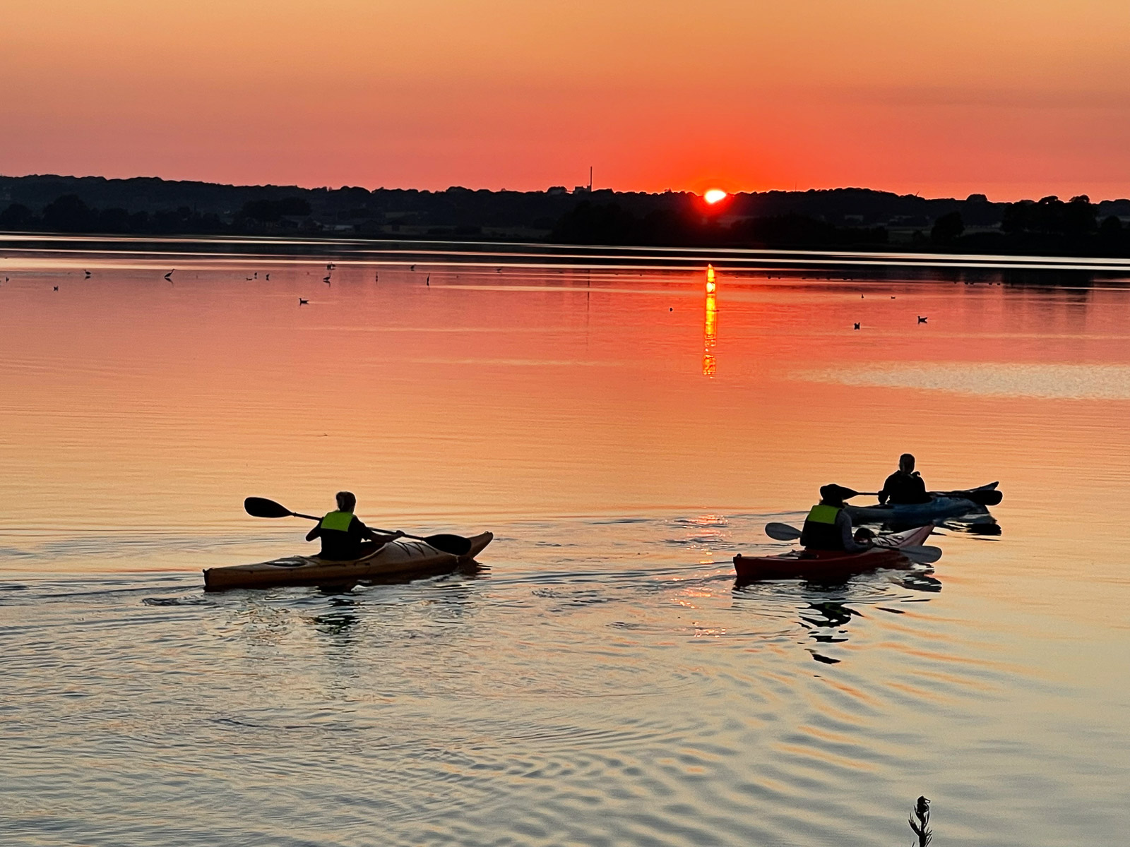 Canoes at sunset